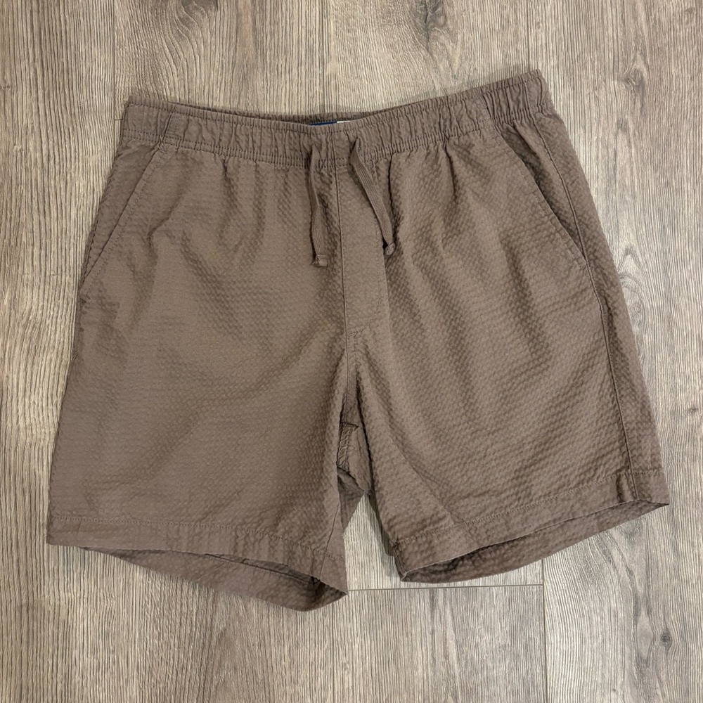 Old Navy Brown Seersucker Drawstring Shorts 7”
